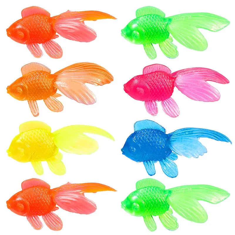 

10Pcs/Pack Novetly Children Fun Toys Mini Colorful PVC Plastic Vivid Small Goldfish Random Color Soft Fish Model Toy For Kids