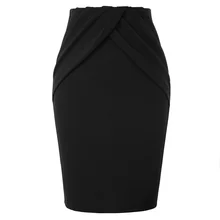 Женская Офисная Женская юбка, рабочая одежда, открытая стильная юбка-карандаш с накладкой на бедрах, на молнии сзади, однотонный деловой юбки