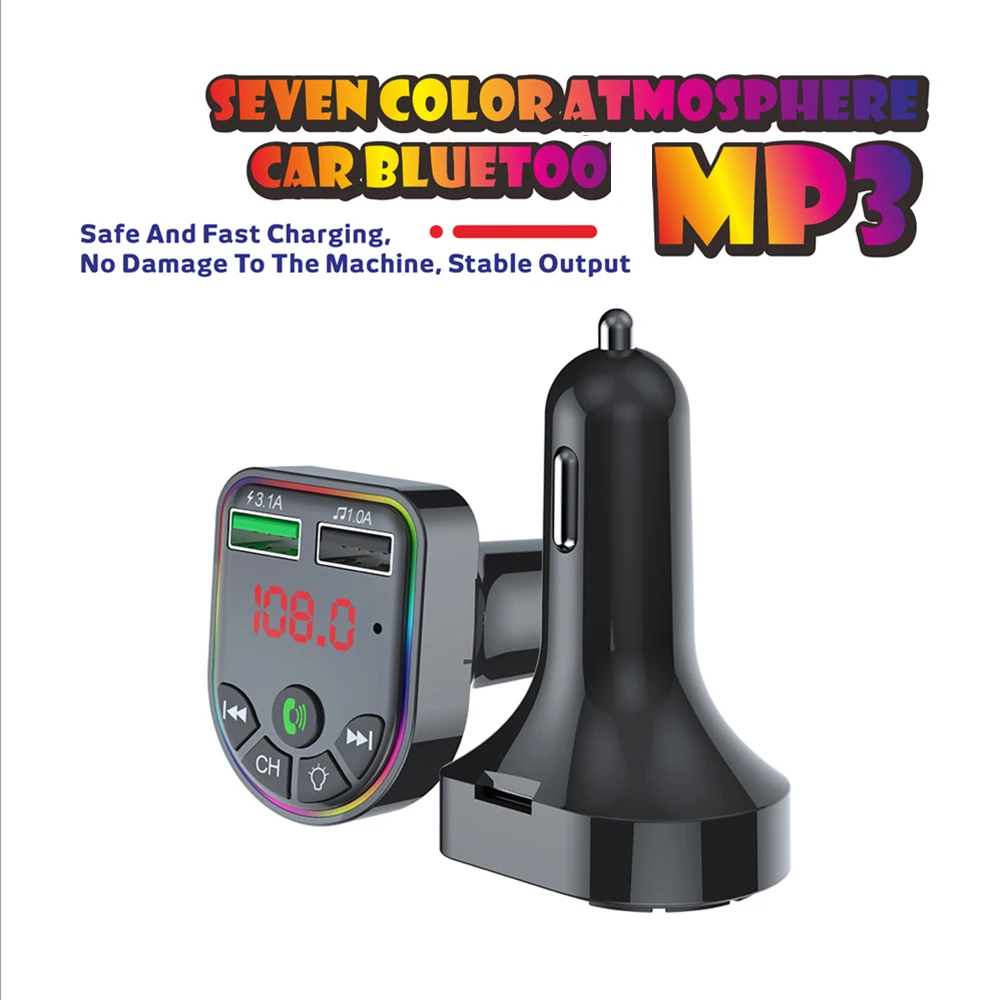 Auto Bluetooth 5,0 FM Transmitter PD Typ-C Dual USB 3,1 EINE Schnelle  Ladegerät Bunte Umgebungs Licht Freisprecheinrichtung MP3 modulator Player  - AliExpress