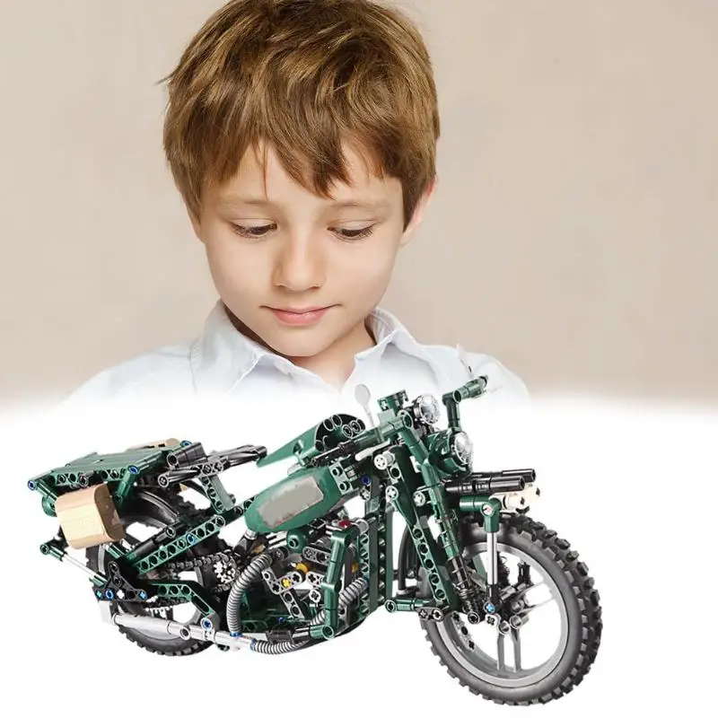 

Assembled Remote Control Motorcycle Battery Cool High Simulation Model Gift Green Puzzle Vehicle Toy for Children Boys