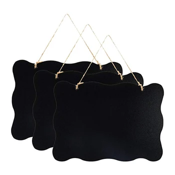 

AAAJ-3Pcs Double Sided Hanging Chalkboard Signs Vintage Erasable Message Board with Hanging String for Wedding Kitchen Party 10X