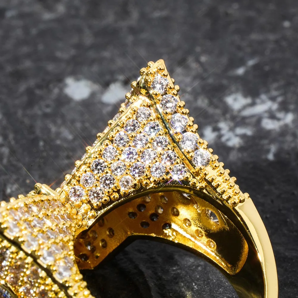 JINAO Мода Ice Out хип-хоп AAA циркон бабочка кольцо качество ювелирных изделий золотого и серебряного микро кольцо с мозаикой камней для мужчин женщин подарок