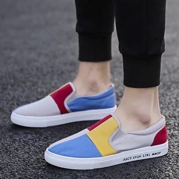 

2020 New Men's Canvas Shoes Fashion Vulcanized Shoes Board Shoes Casual Slip-On Tide Shoes Low-top Lazy Men's Shoes Loafers