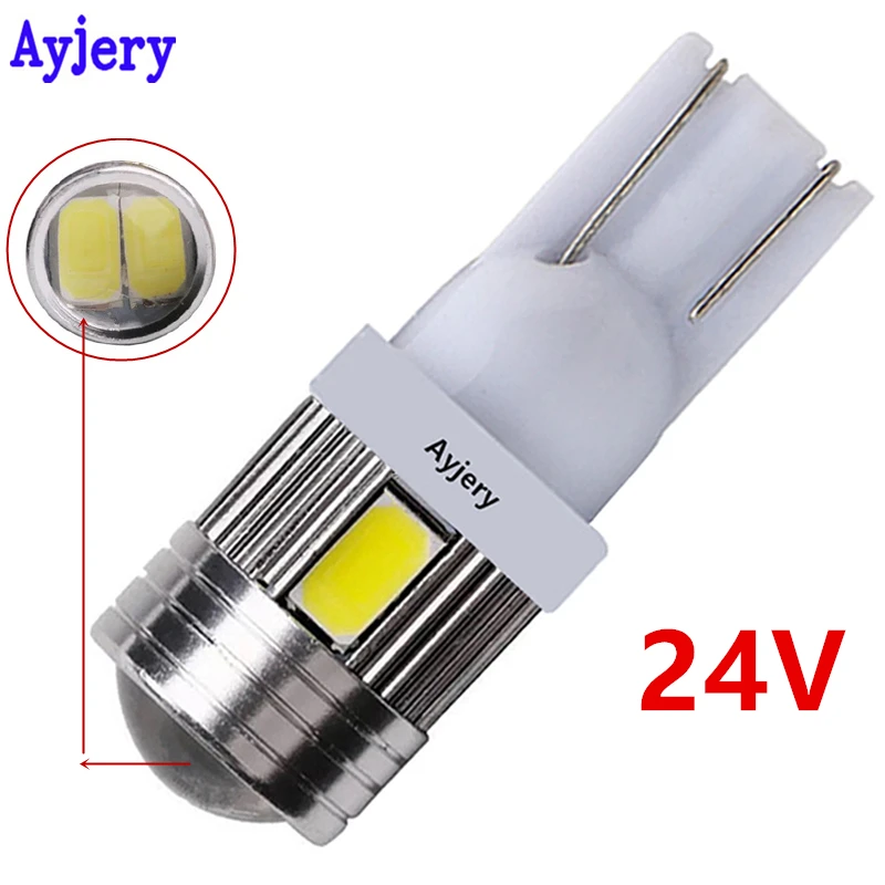 AYJERY 24 В 2 шт. CS БЕЛЫЙ T10 светодиод W5W 6 5630 SMD 5730 168 194 лампы светодиодный ные для