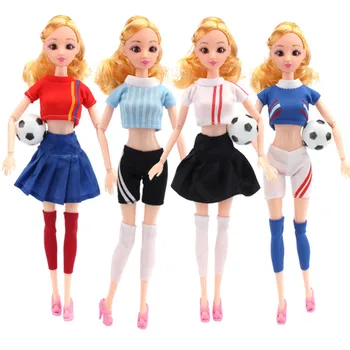 

Handmade Sport Wear Soccer Cup Football Player Clothes for Barbie Tops Shirt & Shorts & Socks Set 1/6 Doll Accessories