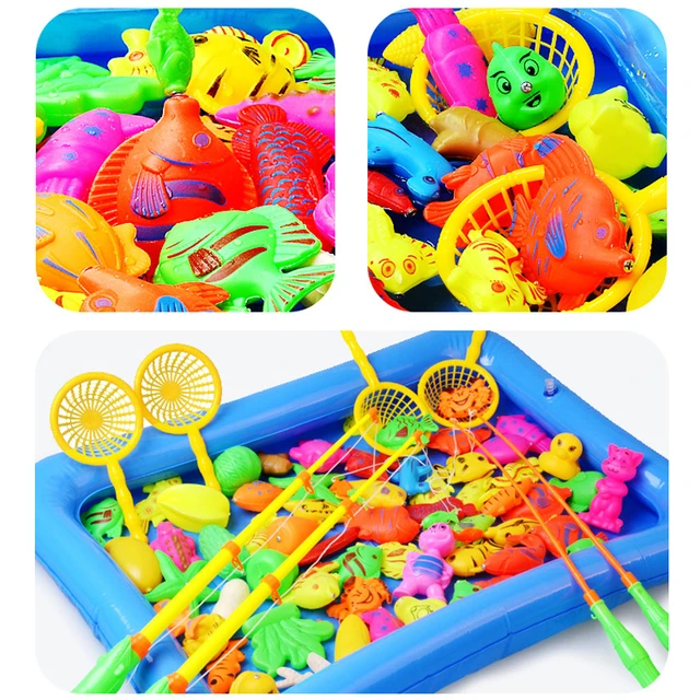 14-26pcs Kids Magnetic Fishing Toys Set with Inflatable Pool Net