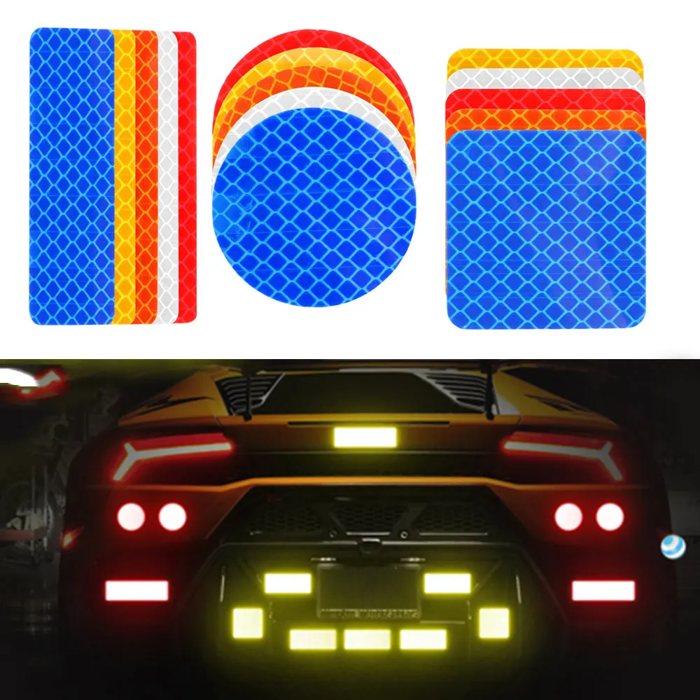 

4Pcs Car Reflective Strips Warning Mark Door Bumper Stickers Tape Safety Light Reflector Auto Safety Universal Car Accessories