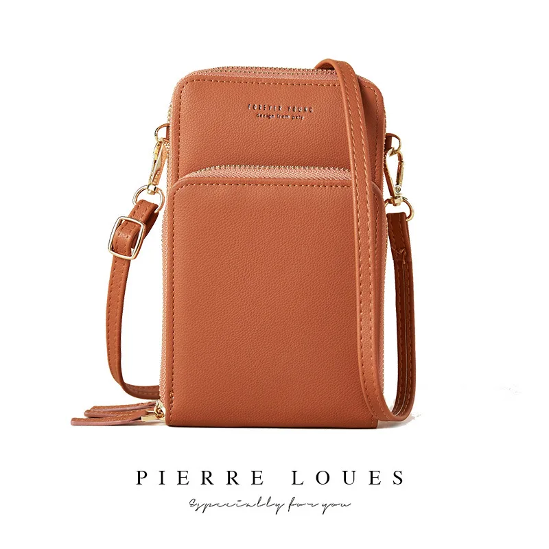 YIZHONG, модная вместительная сумка на плечо и грудь, женская сумка с карманом для мобильного телефона, кожаная сумка через плечо, кошелек, женская сумка-мессенджер - Цвет: brown
