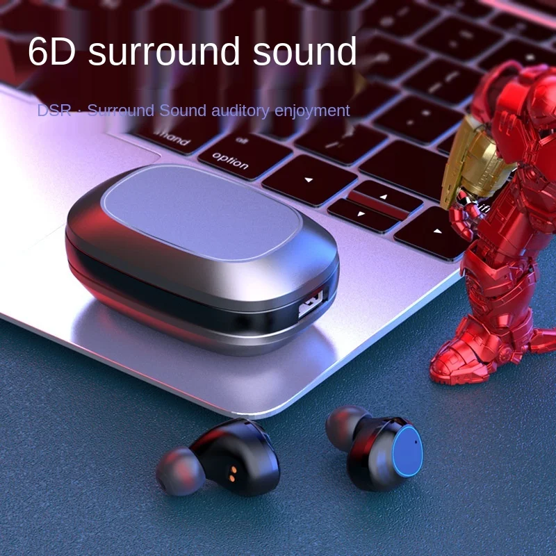 Free shipping Bluetooth headset 5 0 TWS Metal movement Waterproof and noise reduction LED digital display Portable charging box