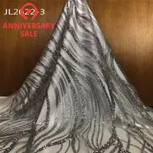 Нигерийский Лагос модный стиль полный блёстки блестящая сетка Сетка кружево очень блестящая ткань для Леди вечернее платье