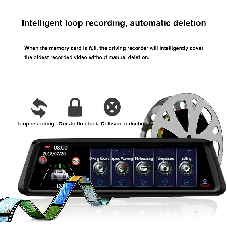 10 ''зеркало заднего вида с сенсорным экраном поток медиа Full HD 1080p Автомобильный видеорегистратор ночного видения двойной объектив видеорегистратор Автомобильный видеорегистратор g-сенсор
