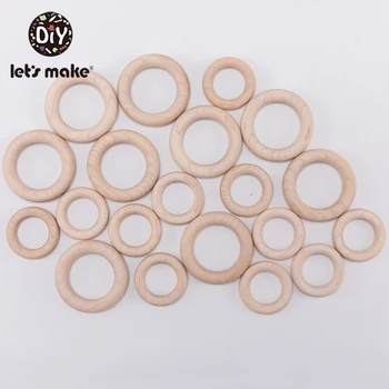 

Let's Make 100PCS Maple Wooden Teether Ring Food Grade Wooden Rings Craft Baby Teething Toy Baby Rattles 55mm 40mm