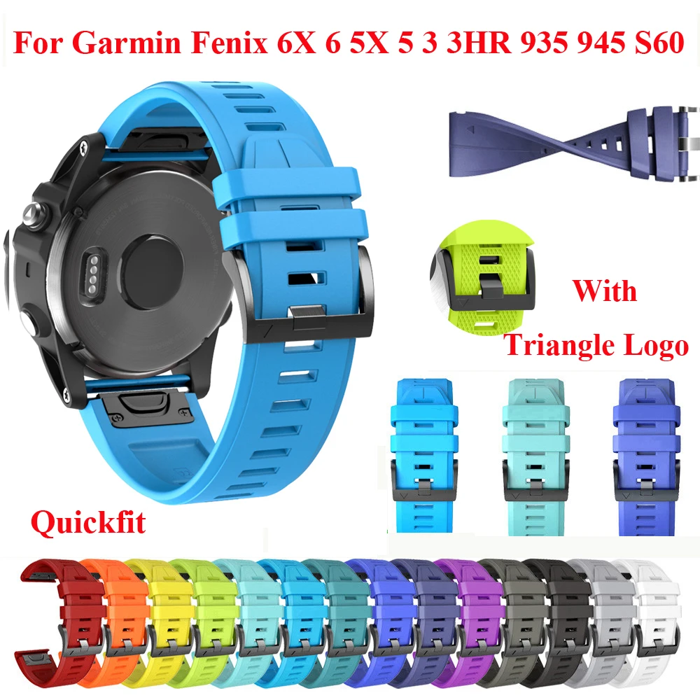 

26mm Sport Silicone Watchband Wriststrap for Garmin Fenix 6X 6 Pro 5X 5 Plus 3 3HR 935 945 22mm Easy Fit Quick Release Wirstband