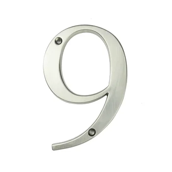 

10cm Big Modern House Number Door Home Address Mailbox Numbers for House Number Digital Door Outdoor Sign 4 Inch. #9 Silver