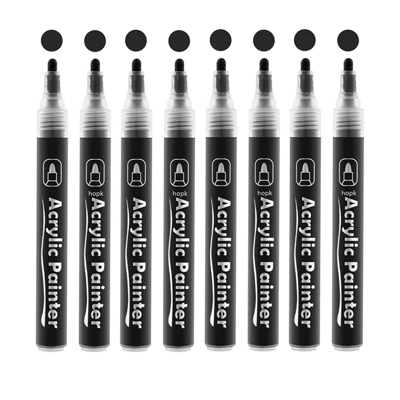 6pcs Black Paint Pen for Rock Painting 0.7mm Extra Fine Point Tip Water  Based Black Markers for Acrylic Painting, Stone, Ceramic