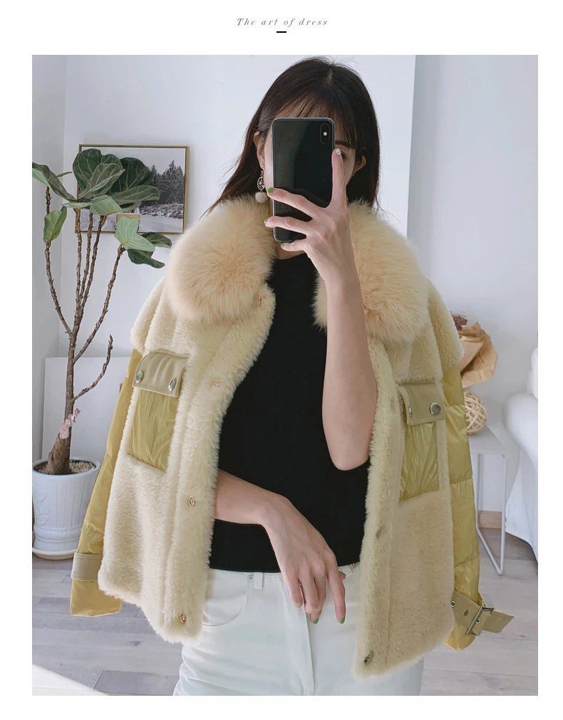 Discount Real Fur Coat Winter Coat Women Clothes 2019 Korean Fashion Sheep Shearing 100% Wool Jacket Duck Down Jackets 919150 YY1703 14