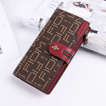 

Fashion Lady Wallet Long Multifunctional Wallets Coin Purse Fresh Elegant PU Leather Women Clutch Bag Vintage Stripe Handbag