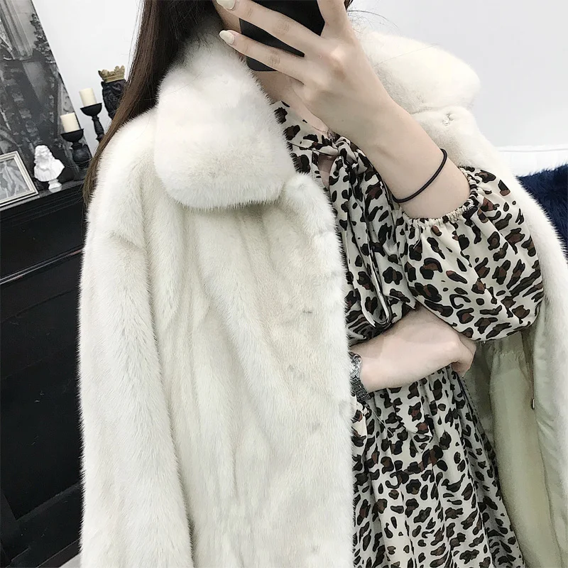 Pearl White Полностью из норки трава новая Вельветовая норковая шуба с длинными рукавами длинная куртка для девочек 1008 - Color: Pearl White