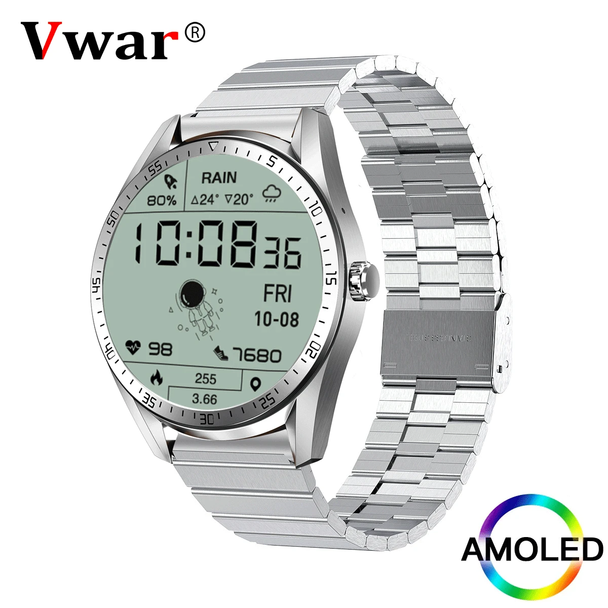 Vwar REX 1.39'' AMOLED Screen Smart Watch Always on Display Bluetooth Call Blood Pressure monitor Smartwatch for OnePlus Huawei