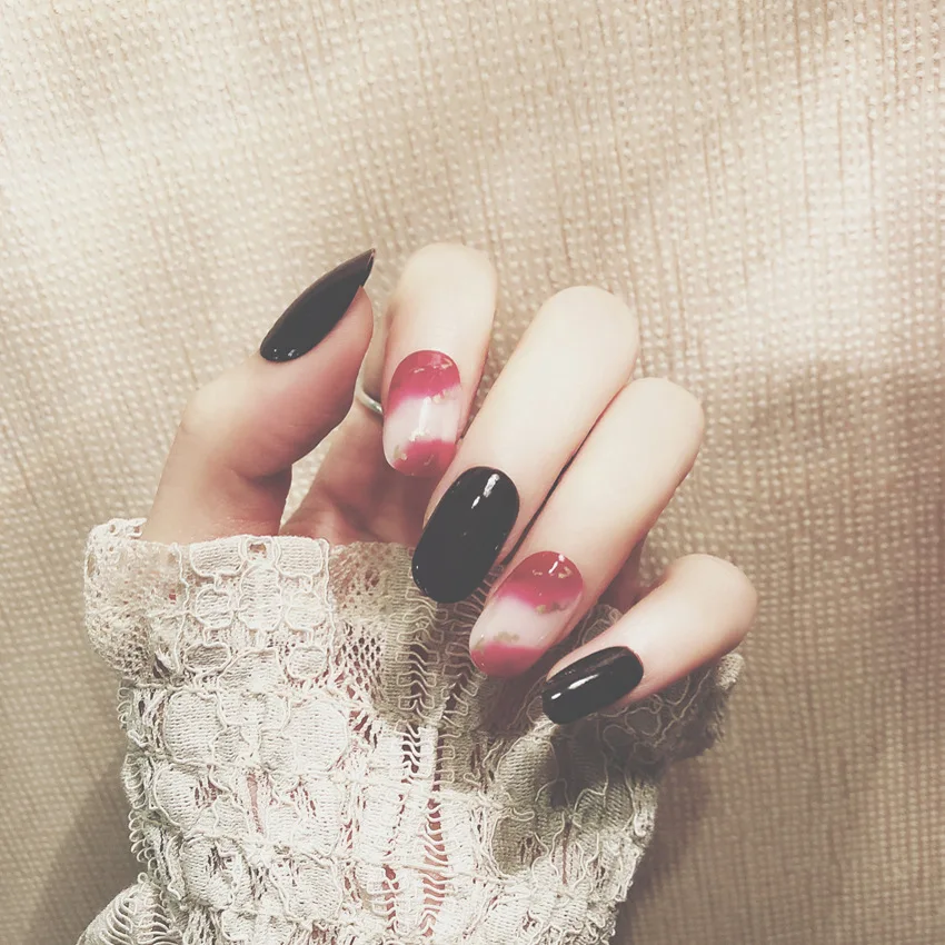 

Manicure Finished Product Online Celebrity Style INS Rendering round-Toe Fake Nails Finished Product Sequin Manicure Patch Photo
