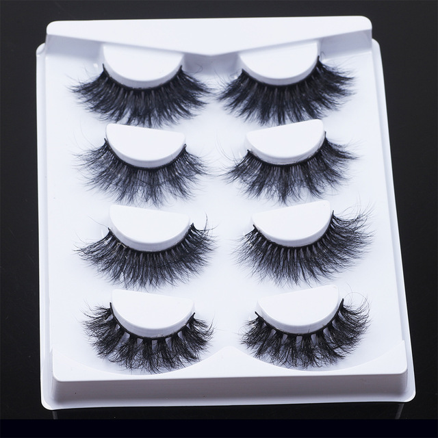 4Pair 3D Mink Eyelashes Fluffy Dramatic Eyelashes Makeup Wispy Mink Lashes Natural Long False Eyelashes Thick Fake Lashes