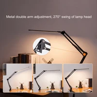 New LED Folding Metal Desk Lamp Clip on Light Clamp Long Arm Dimming Table Lamp 3