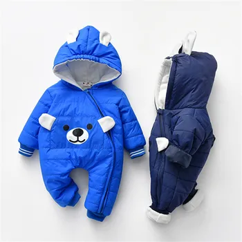 

Autumn Winter New Thickened Hooded Windproof Warm Type Infant Baby Jumpsuit Out Of The Romper Newborn Baby Boys Girls Robe