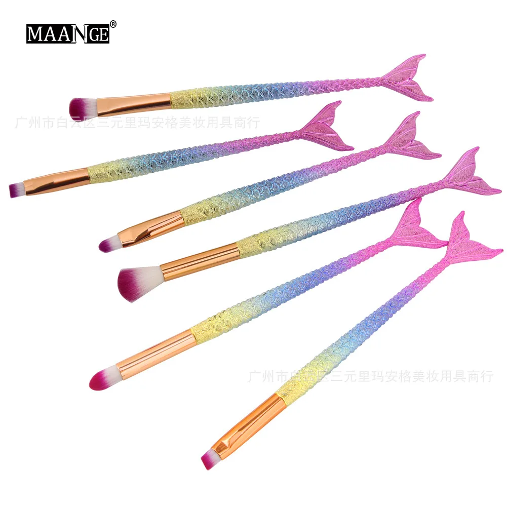 

MAANGE Small 6 Makeup Brushes Colorful Fishtail Makeup Tools Basic Makeup Brushes 11.11 makeup