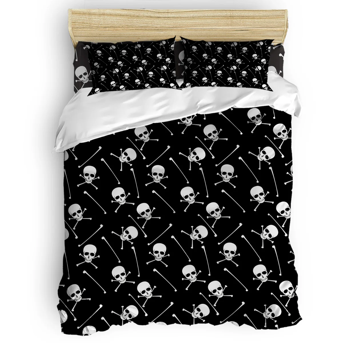 

Halloween Skull Duvet Cover Set Vintage Floral Art Design Collection of 3/4pcs Bedding Set Bed Sheet Pillowcases Cover Set