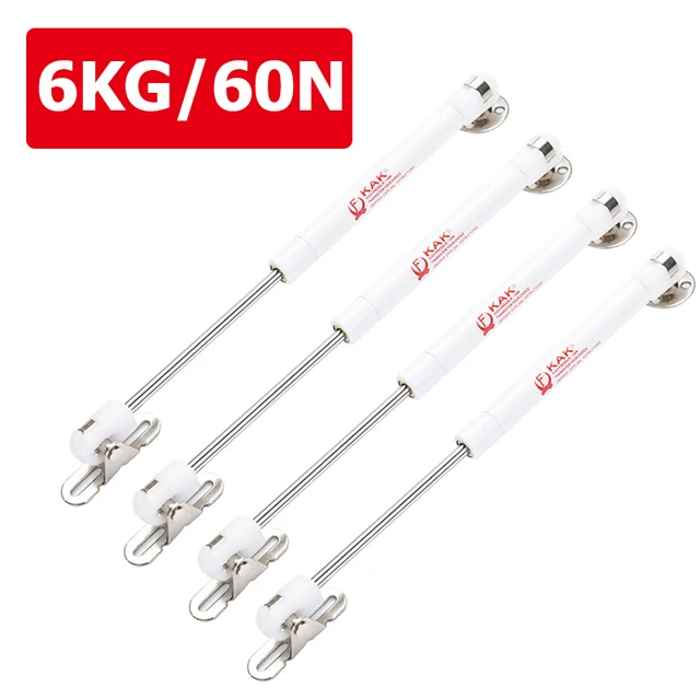 KAK 4 Pieces Soft Closing Cabinet Hinges 6kg to 10kg Bench Toy Box Lid Support Gas Strut  Kitchen Cupboard Door Support Hardware White 6KG x 4