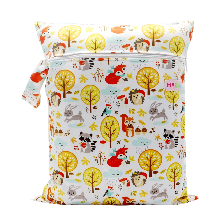 Wet Dry Bag Baby Diaper Bag Nappy Reusable Washable Waterproof PUL Snap Handle Wetbag Maternity Diaper Pouch 30*40cm