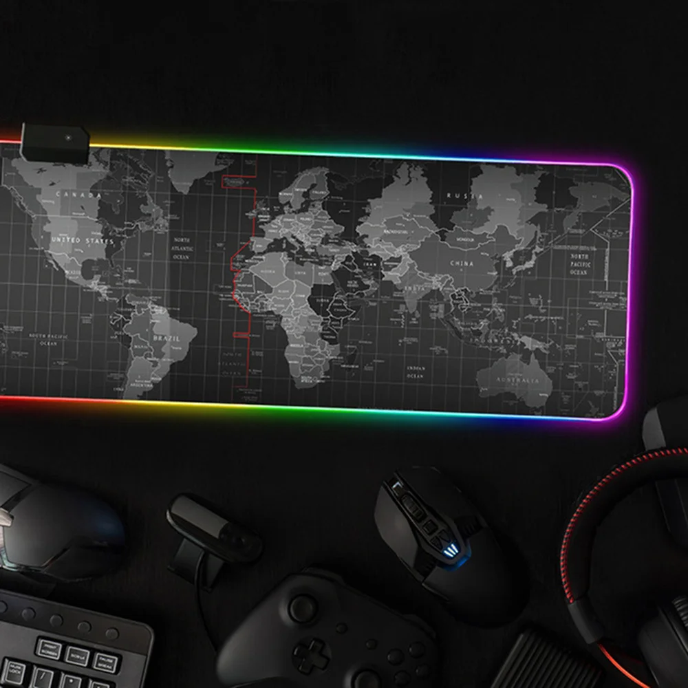 Игровой коврик для мыши RGB большой коврик для мыши геймер большая мышь Коврик для компьютерной мыши светодиодная подсветка XXL поверхность Mause Pad клавиатура Настольный коврик