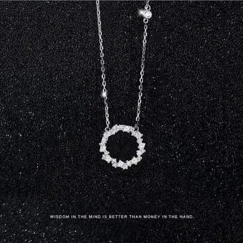 

Korean Simple 925 Sterling Silver Circle Necklaces Pendants for Women Statement Necklaces Christmas Gifts