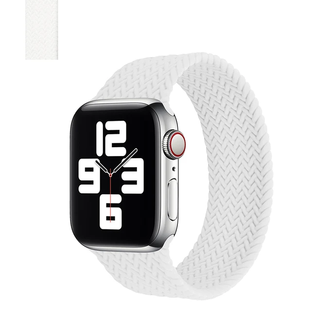 Solo Loop for Apple Watch Strap 44mm 40mm 45mm 41mm 38mm 42mm Elastic Silicone Watchband Bracelet iWatch Serie 7 654321 SE Band White