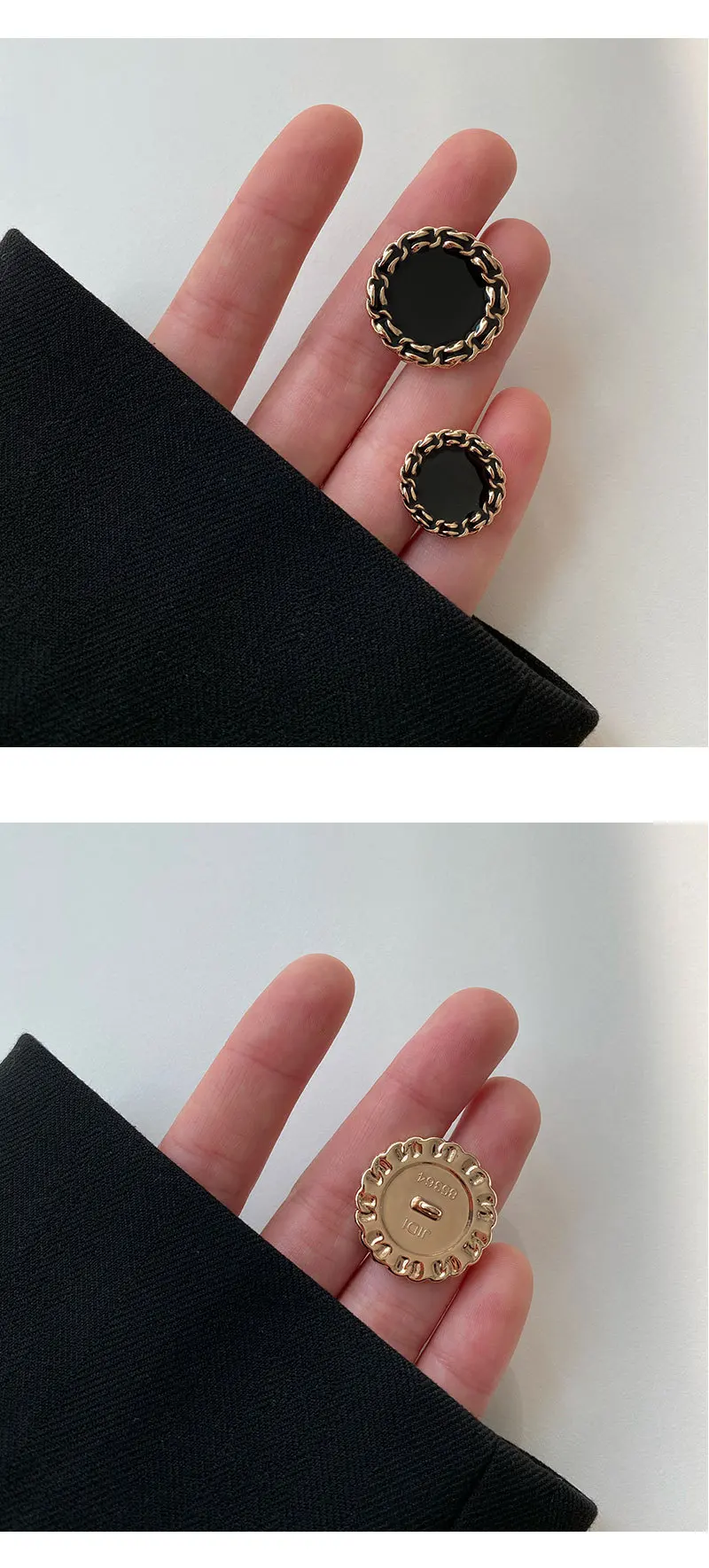 Description Picture 3 of itemLuxury Retro Metal Sewing Buttons For Clothes Embellishment Coat Decor Diy Craft Supply Black White Needlework Accessories 6pcs