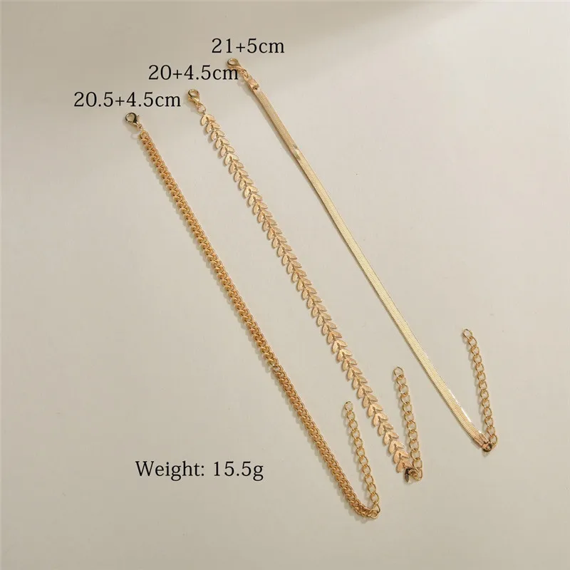 Ankle Chains Fashion Accessories 3pcs/set Gold Color Simple Chain Anklets For Women Beach Foot Jewelry Leg Chain Ankle Bracelets Women Accessories