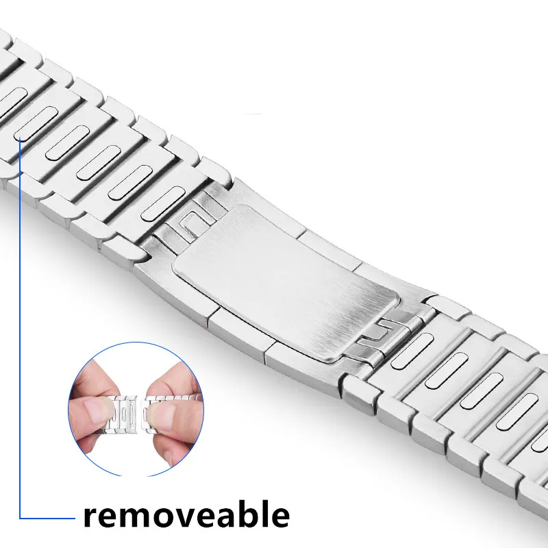 Ремешок из нержавеющей стали для Apple Watch band 4 44 мм 40 мм стальной ремешок iwatch 5 4 3 ремешок 42 мм 38 мм 36L металлический браслет для часов - Цвет ремешка: remove silver