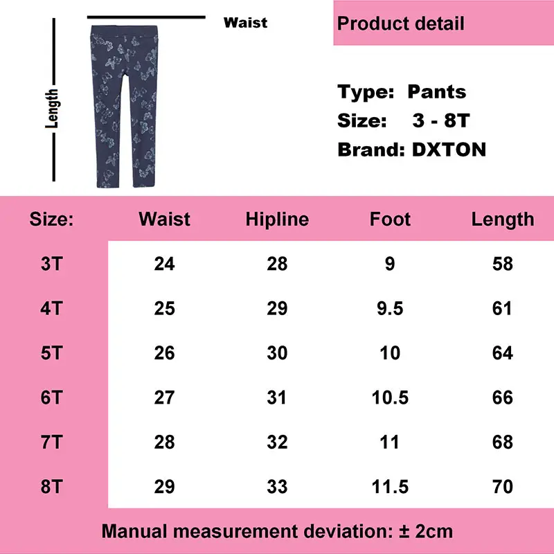 DXTON/леггинсы для девочек г., повседневные длинные брюки для девочек детские штаны с принтом бабочки хлопковые брюки-карандаш для девочек на осень и зиму
