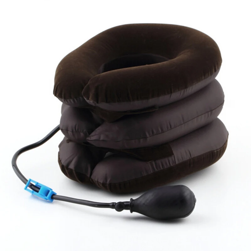 3 Слои надувной воздушный шейки вытягивающее устройство для шеи, смягчающий уход за кожей устройство электростатического терапия для позвонков тяги помощи шеи носилки - Цвет: Gray
