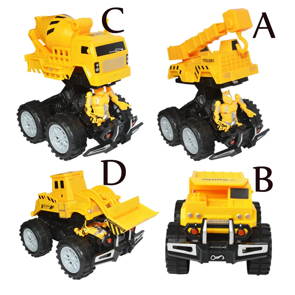 Funny Engineering Vehicle Model Wheel Plastic Diecast Inertial Deformation Toys kids toys boys Holiday Gift #B