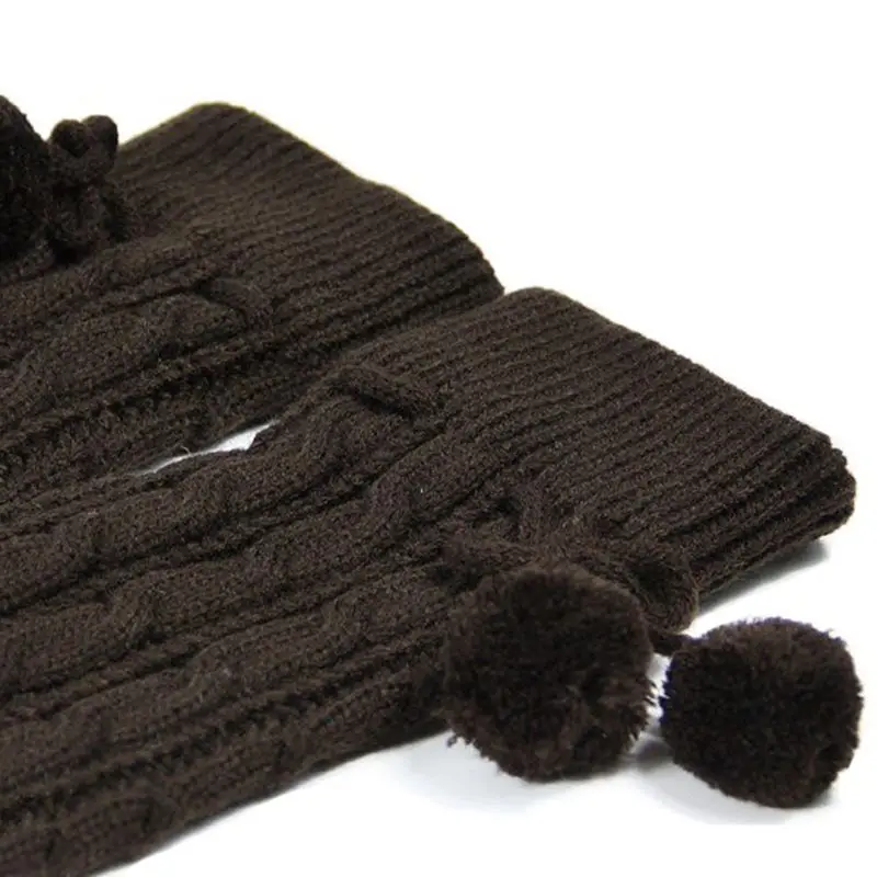 Женские зимние вязаные гетры до бедра с плетеным плетением для девочек; однотонные теплые сапоги «кроше»; носки с манжетами и помпонами