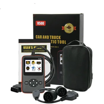 Считыватель кодов OBD2 для тяжелых грузовиков и автомобилей, диагностический инструмент для сброса кода масла DPF, сканер V500 Obd2 Считыватель кодов OBD2 для тяжелых грузовиков и автомобилей, диагностический инструмент для сброса кода масла DPF, сканер V500 Obd2