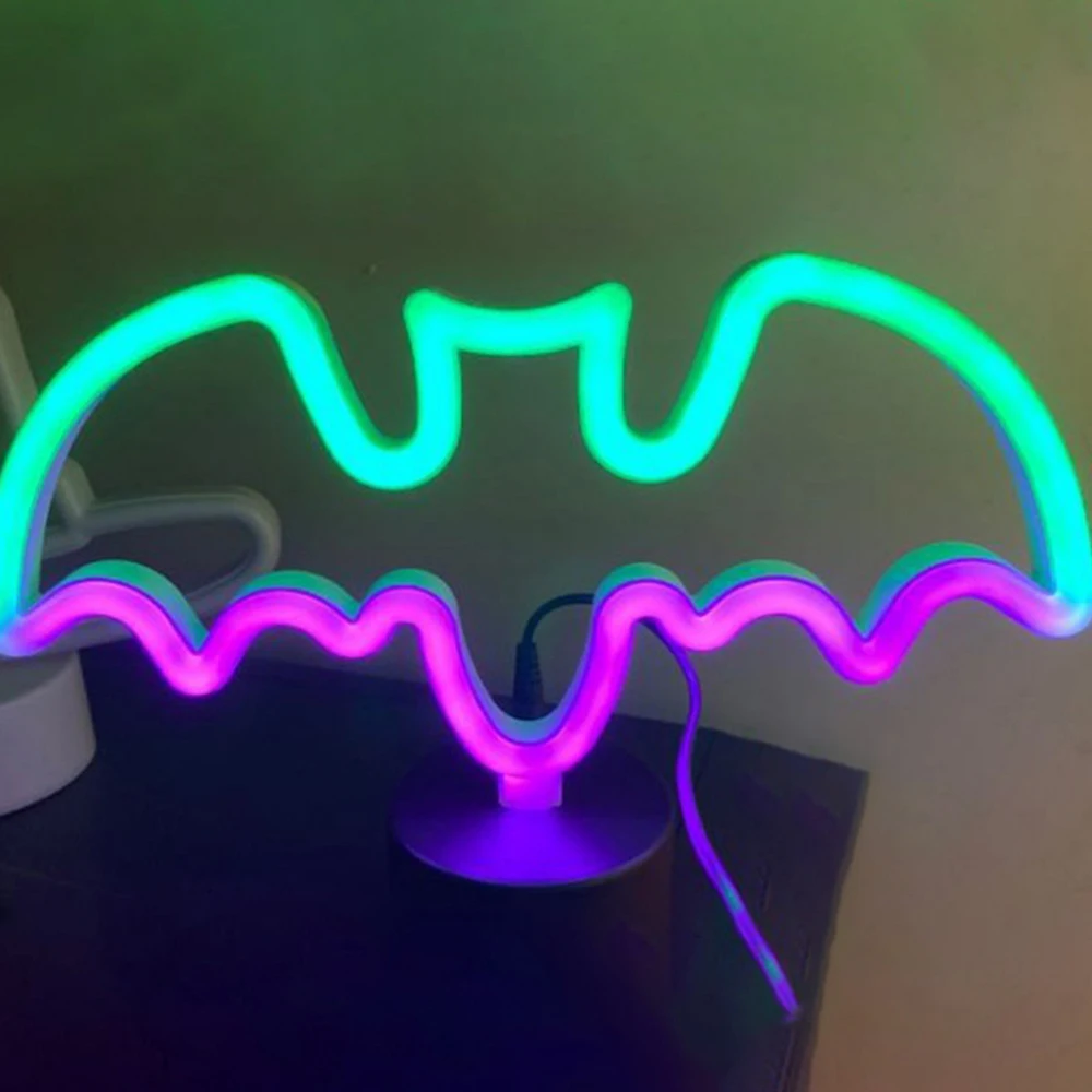 Led Neon Sign Light Colorful Halloween Bat Candy Neon Lamp Holiday Xmas Party Wedding Decor Kids Room Decoration Night Lamp 10