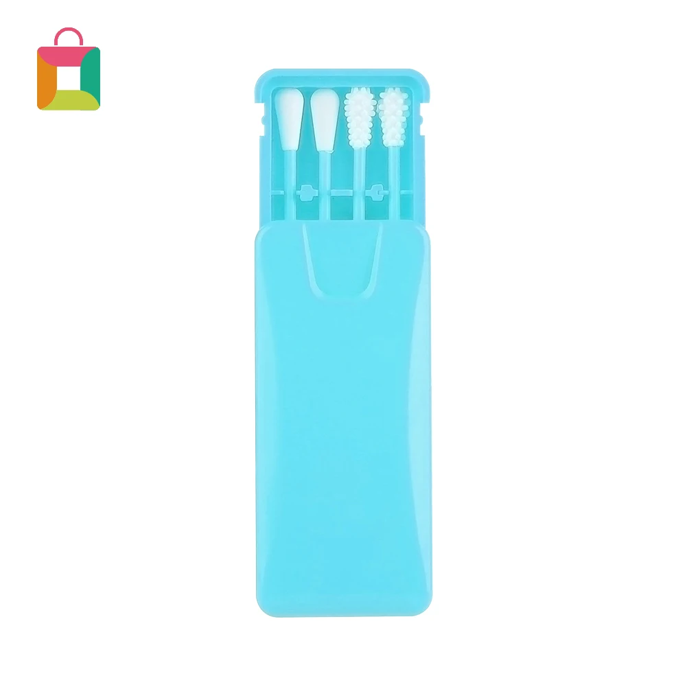 

BeautyBigBang 4 Pcs/Box Reusable Makeup Swabs Silicone Double-Head Safety Cleaning Swabs