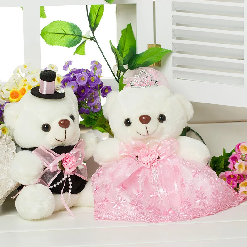 18 Cm Large Size Wedding Car Couples Paired Bear Wedding hun sha bear Couples Paired Bear Fashion Wedding Car Bear Manufacturers