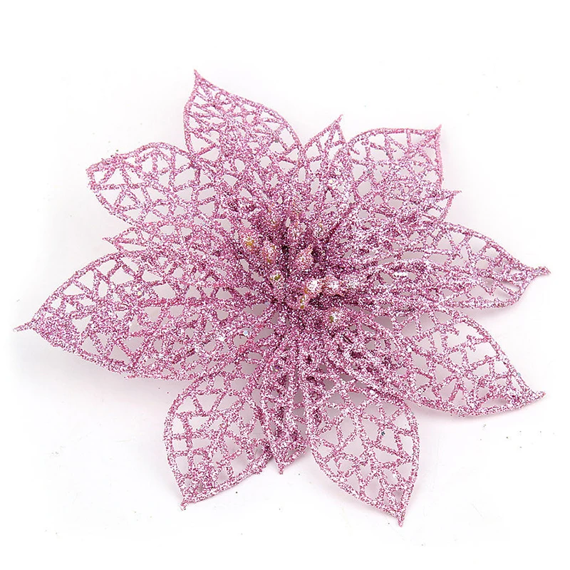

13cm Hollow Glitter Flower Hanging Christmas Tree DIY Decor Ornament 4 Colors