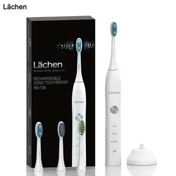 

Lachen T5B Electric Toothbrush Adult Timer Brush USB Rechargeable Electric Tooth Brushes with 4pc Replacement Brush Head