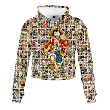 

cosplay ONE PIECE hoodie Men/Women Harajuku High waist hoodie sweatshirt Summer Printing cropped hoodie for girls