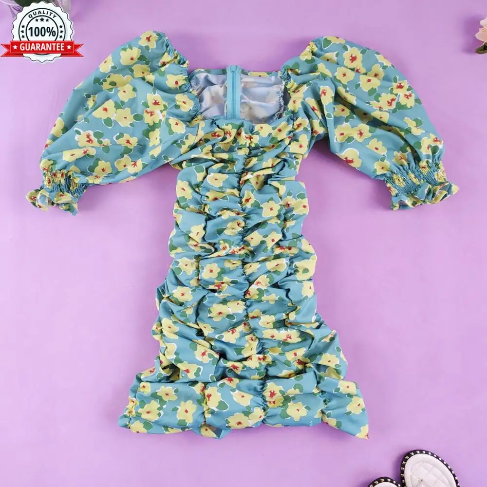 

Women Lady v Neck Short Sleeve Ruffle Bodycon Mini Dress england fashion vintage sexy Sweet Solid Elastic Summer za Dress