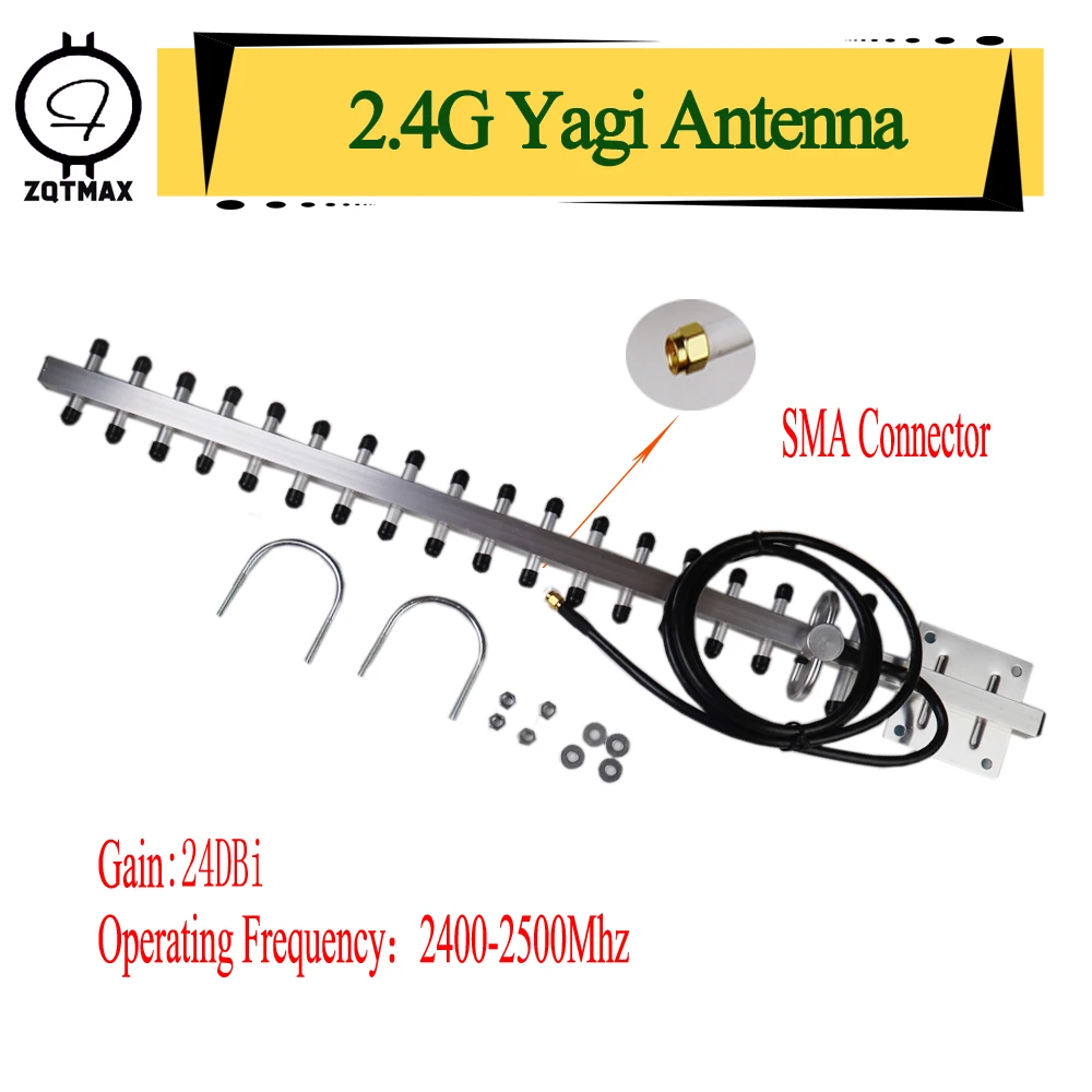 ZQTMAX 2 4 ГГц Wi-Fi антенна 24dbi Yagi направленная легкая уличная из сплава 1 5 м кабель для